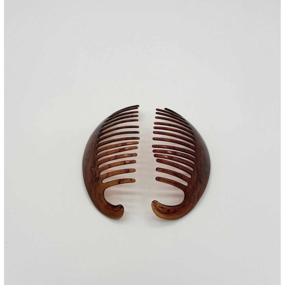 Vintage Goody Banana Hair‎ Comb Pair Tortoise Brown Curved Retro 80s READ